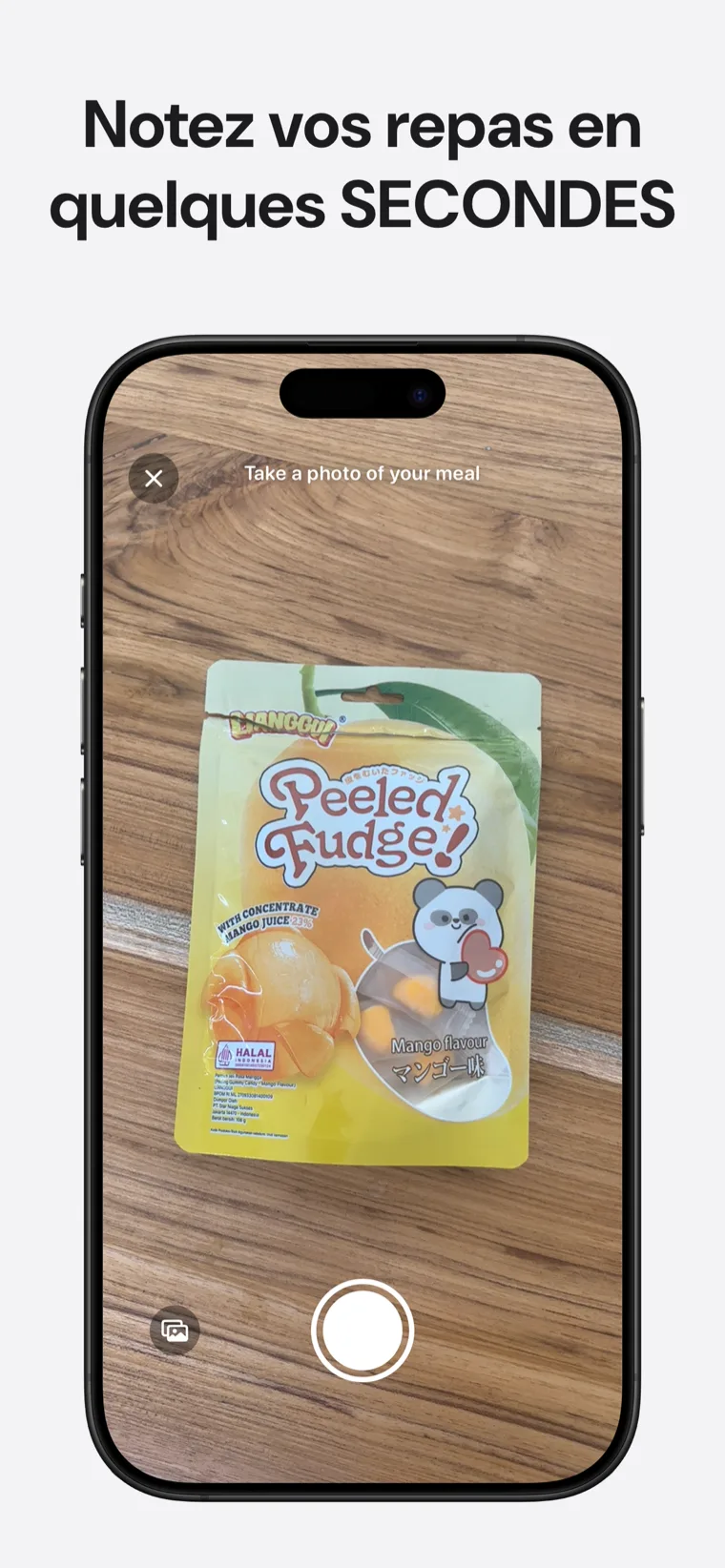Notez vos repas en quelques SECONDES — Suivi du Sucre montrant les options de journalisation par photo, code-barres et voix